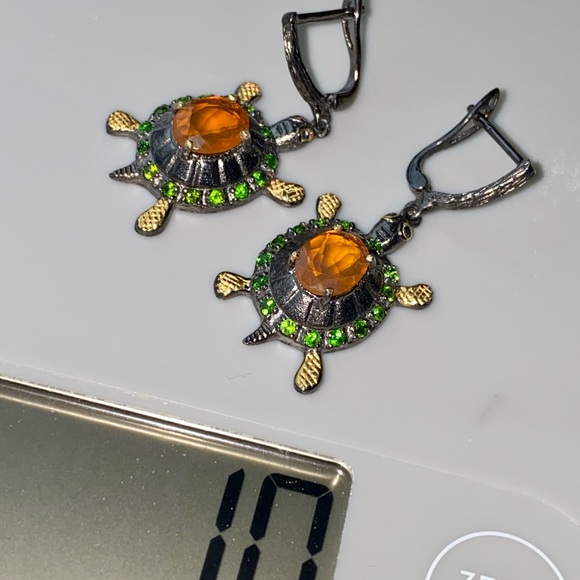 Rare Charming Genuine Orange Opal Earrings - Picture 5 of 5